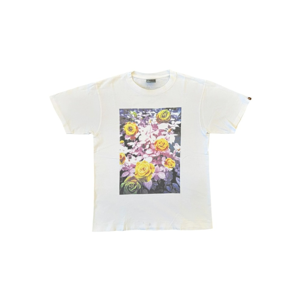 Bape T-Shirt Mens Medium White Good Hiroshi Nomura 2002 Photo Exhibition Rose